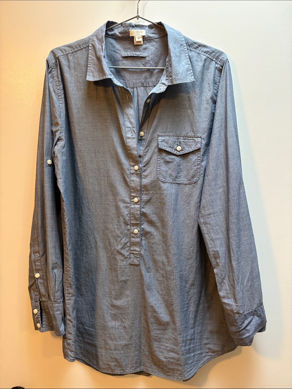 J. Crew Lightweight Long-Sleeve Chambray Shirt in Blue